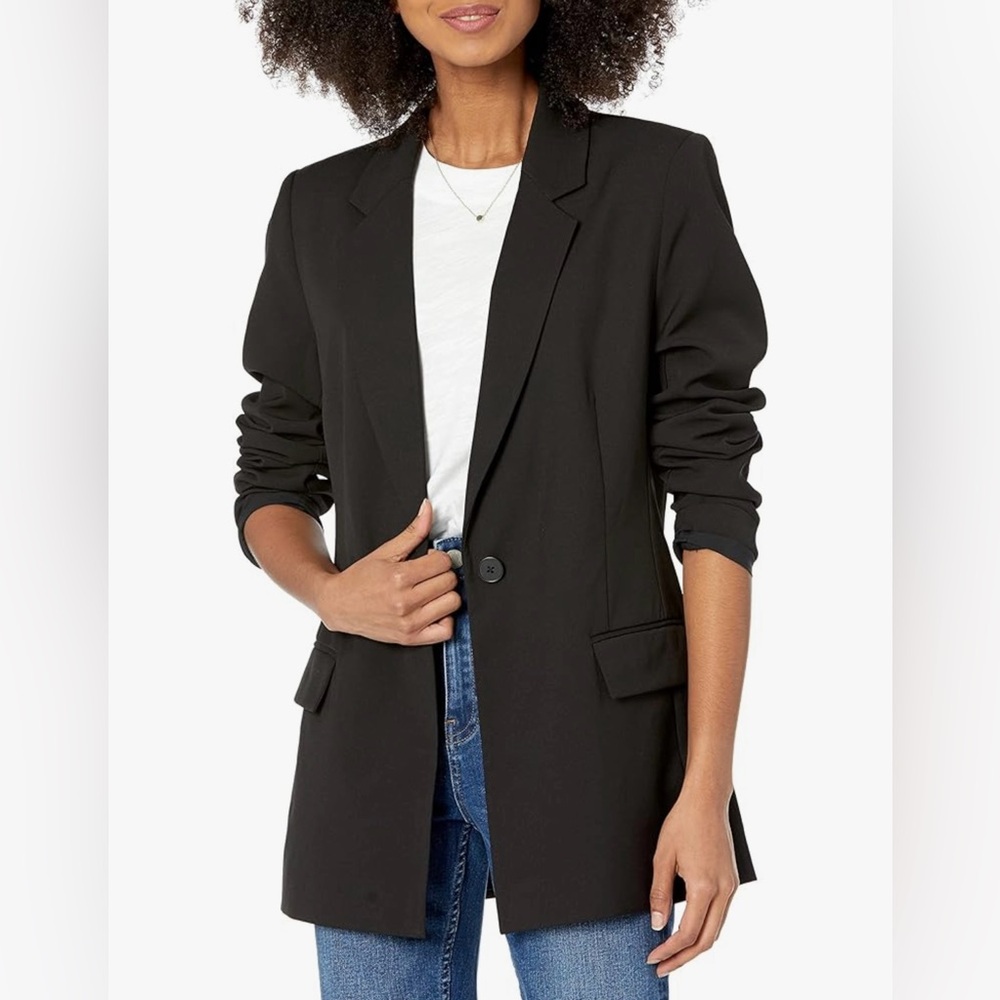 The Drop Blake Long Blazer Black